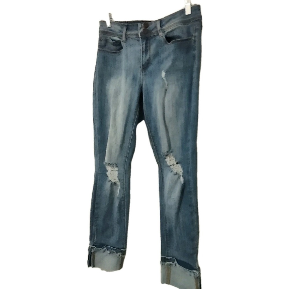 Design Lab Jeans Womens Size 28 Stretch Blue Denim Skinny Cuffed Hem 5 Pockets